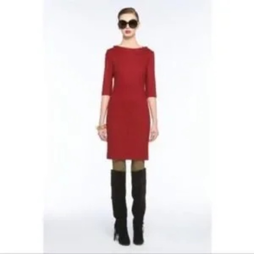 Alice + Olivia Bold Red Long Sleeve Dress red color size 0 shell Viscose & Nylon - Picture 2 of 16